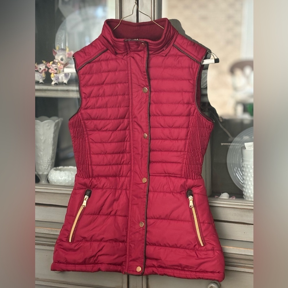 Nwt Special One Quilted Puffer Vest. Red | Faux Fur Collar. Women’s Sz-S
